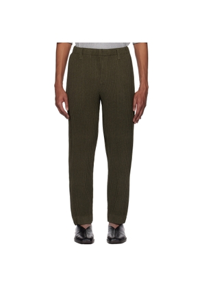 HOMME PLISSÉ ISSEY MIYAKE Khaki Wool Like Light Trousers