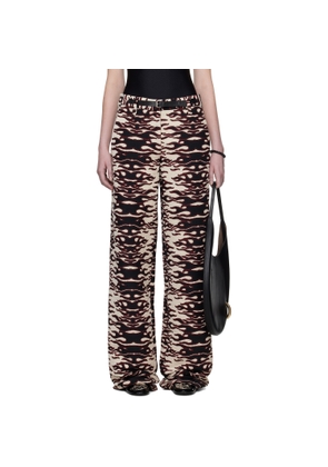 Tory Burch Black & Red Jacquard Wide Leg Trousers