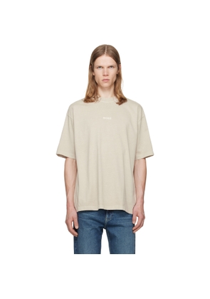 BOSS Beige Relaxed-Fit Cotton Embroidered Logo T-shirt