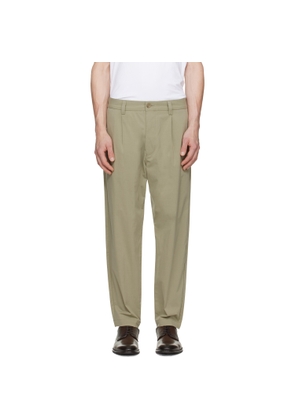 BOSS Beige Pleated Stretch Cotton Trousers