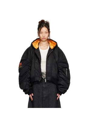 LU'U DAN Black Distorted MA1 Bomber Jacket
