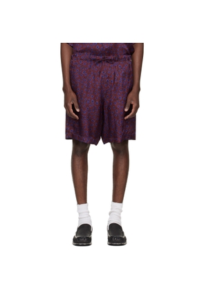 Dries Van Noten Red & Purple Viscose Shorts