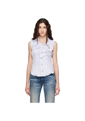 Vivienne Westwood Blue Short Sleeve Drunken Shirt