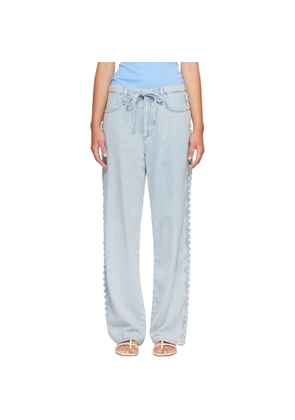 rag & bone Blue Phoebe Drawstring Wide-Leg Jeans