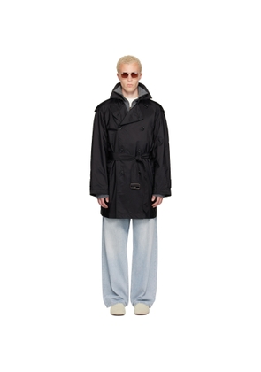Burberry Black Mid-length Nylon Leadenham Trench Coat