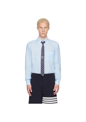 Thom Browne Blue Linen 4-Bar Shirt