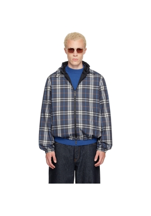 Burberry Navy Check Newport Hooded Reversible Jacket