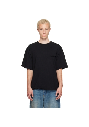 We11done Black Logo Pin-Tucked T-shirt