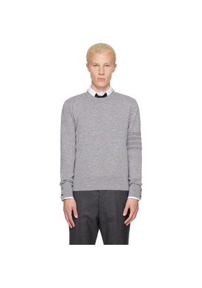 Thom Browne Gray Ottoman Milano Stitch 4-Bar Bomber Sweater
