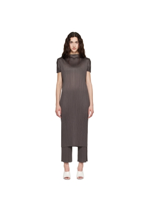 PLEATS PLEASE ISSEY MIYAKE Gray Monthly Colors June Midi Dress