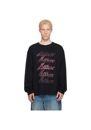 We11done Black Gradient Logo Long-Sleeved T-shirt