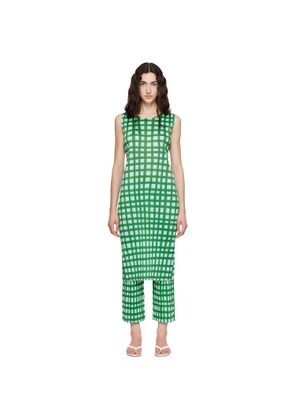 PLEATS PLEASE ISSEY MIYAKE Green Basket Midi Dress