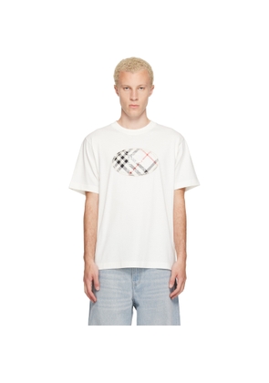 Burberry White Check Knight Stamp Cotton T-shirt