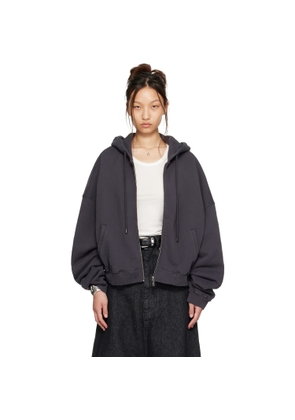 LU'U DAN Gray Washed Zip Hoodie