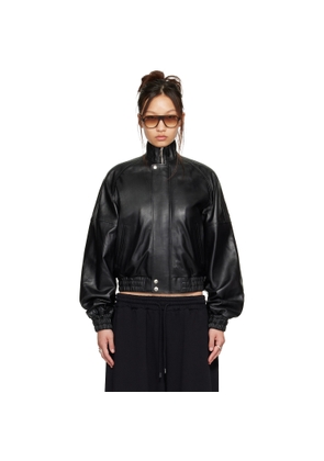 LU'U DAN Black Blouson Leather Jacket