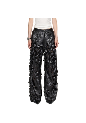LU'U DAN Black Laser Cut Faux-Leather Trousers