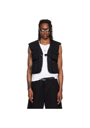 LU'U DAN Black Wadded Cargo Vest