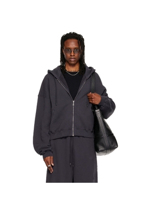 LU'U DAN Gray Washed Zip Hoodie