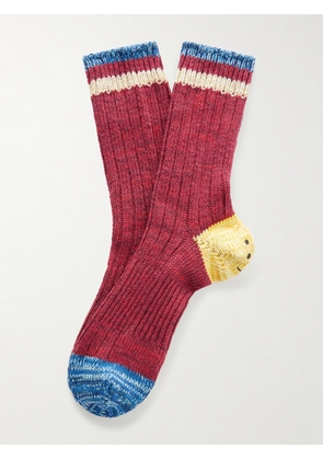 KAPITAL - Ivy Rainbowy Happy Heel Cotton and Hemp-Blend Socks - Men - Red - 3
