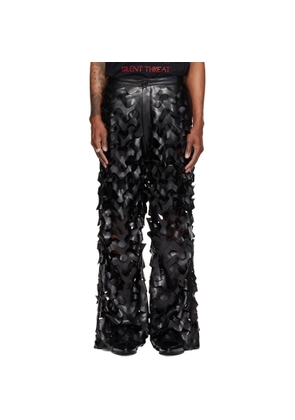 LU'U DAN Black Laser Cut Faux-Leather Trousers
