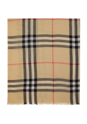Burberry Beige Check Wool Scarf