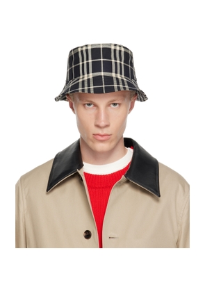 Burberry Black Check Cotton Bucket Hat