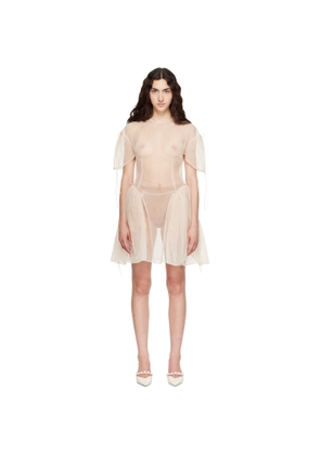 Simone Rocha Beige Puff Sleeve Cord Hip Minidress