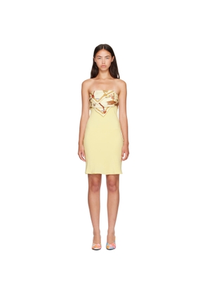 Versace Yellow Silk Crêpe Marocaine Strapless Minidress