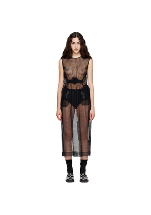 Simone Rocha Black Gathered Rose Contour Midi Dress