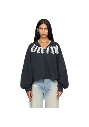 Palm Angels Black Big Neck Logo Balloon Crew Sweatshirt