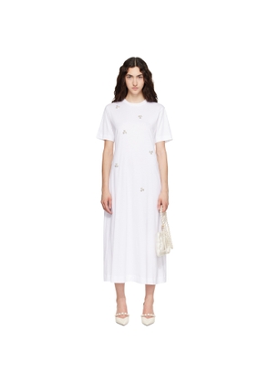 Simone Rocha White Easy Embellished T-shirt Midi Dress