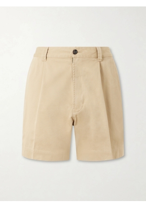 Drake's - Straight-Leg Pleated Cotton Twill Chino Shorts - Men - Neutrals - UK/US 30