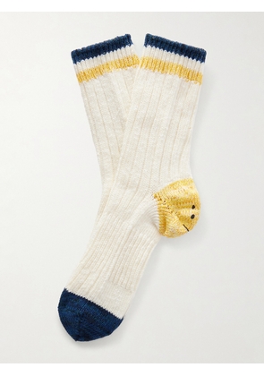 KAPITAL - Ivy Rainbowy Happy Heel Cotton and Hemp-Blend Socks - Men - White - 3