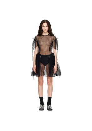 Simone Rocha Black Puff Sleeve Cord Hip Minidress