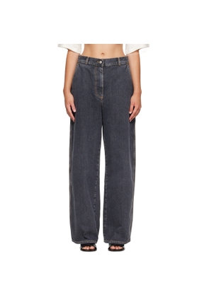 Palm Angels Gray Tree Logo Loose Jeans