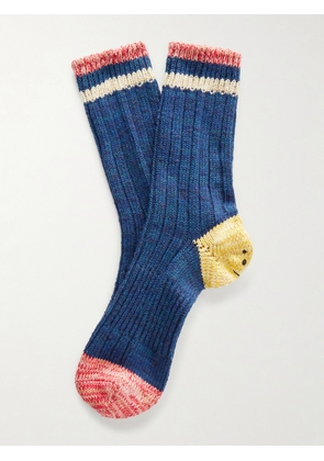 KAPITAL - Ivy Rainbowy Happy Heel Cotton and Hemp-Blend Socks - Men - Blue - 3