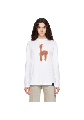 Stella McCartney White Watercolour Alpaca Long Sleeve Cotton T-shirt