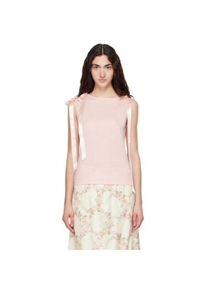 Simone Rocha Pink Bow Ribbon Tail Tank Top