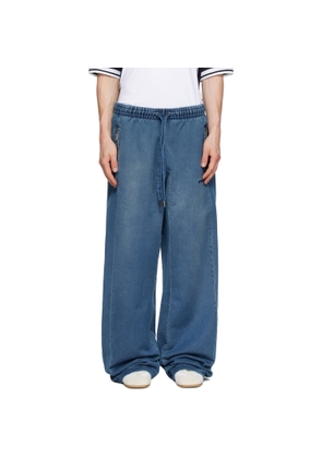 Off-White Navy Distress Diag Slouchy Highlighted Sweatpants