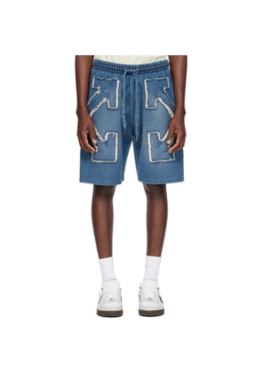 Off-White Blue Distressed Arrow Skate Sweat Shorts