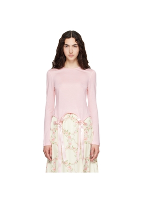 Simone Rocha Pink Bow Tail Easy Long Sleeve T-shirt