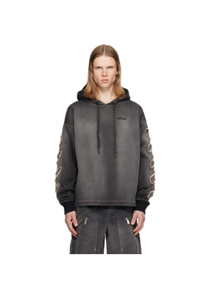 Off-White Gray Distress Diag Loose Highlighted B Hoodie