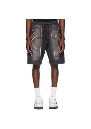 Off-White Black Distressed Arrow Skate Sweat Shorts