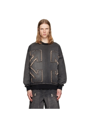 Off-White Gray Distress Arr Skate Crewneck Highlighted Sweatshirt