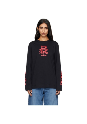 Simone Rocha Black 'Coming Up Roses' Print Long Sleeve T-shirt
