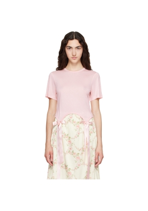 Simone Rocha Pink Bow Tail Easy T-shirt