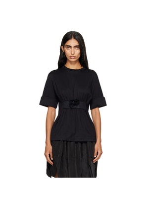 Simone Rocha Black Gathered Rose Wire Sleeve Boy T-shirt