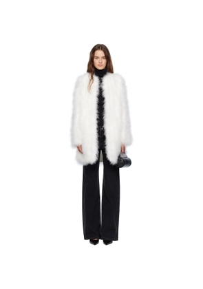 Yves Salomon White Long Feather Coat