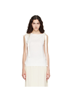 Simone Rocha White Bow Ribbon Tail Tank Top