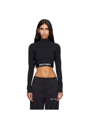 Palm Angels Black Classic Logo Long-Sleeved Mockneck T-shirt